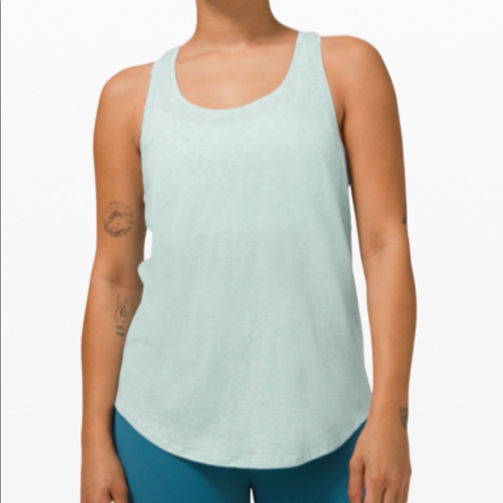 Lululemon love tank pleated heather hazy jade size 6